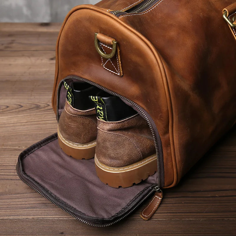 The Outpost - Crazy Horse Leather Duffle with Shoe Compartment