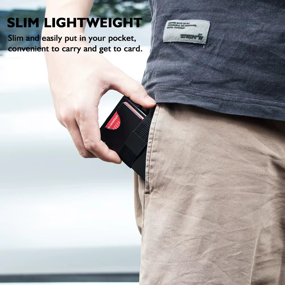 RFID Slide Vault Card Holder with Strap