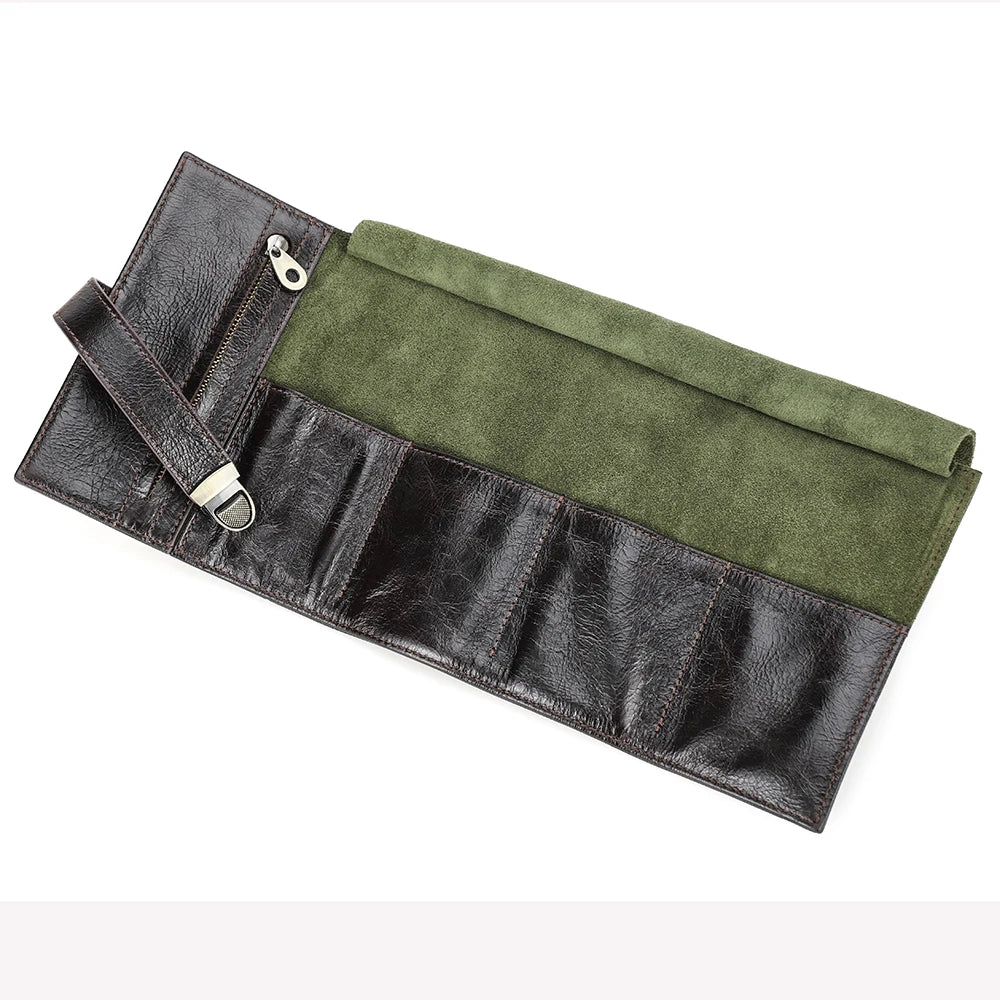 The Waymark Roll — Full-Grain Leather 4-Watch Travel Case