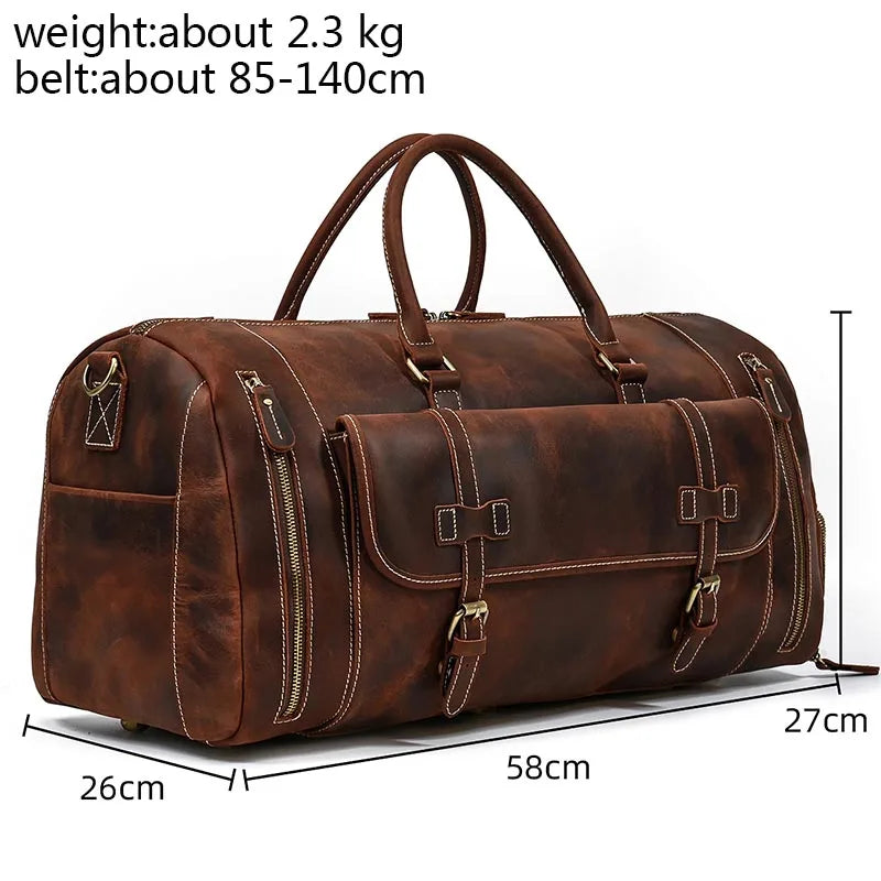 The Frontier - Crazy Horse Leather Duffle with Shoe Compartment