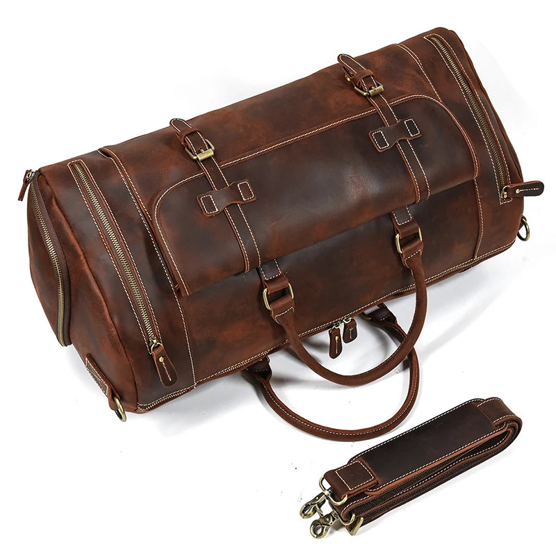 The Frontier - Crazy Horse Leather Duffle with Shoe Compartment