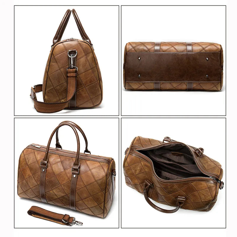 The Marquee - Quilted Cowhide Leather Travel Duffle