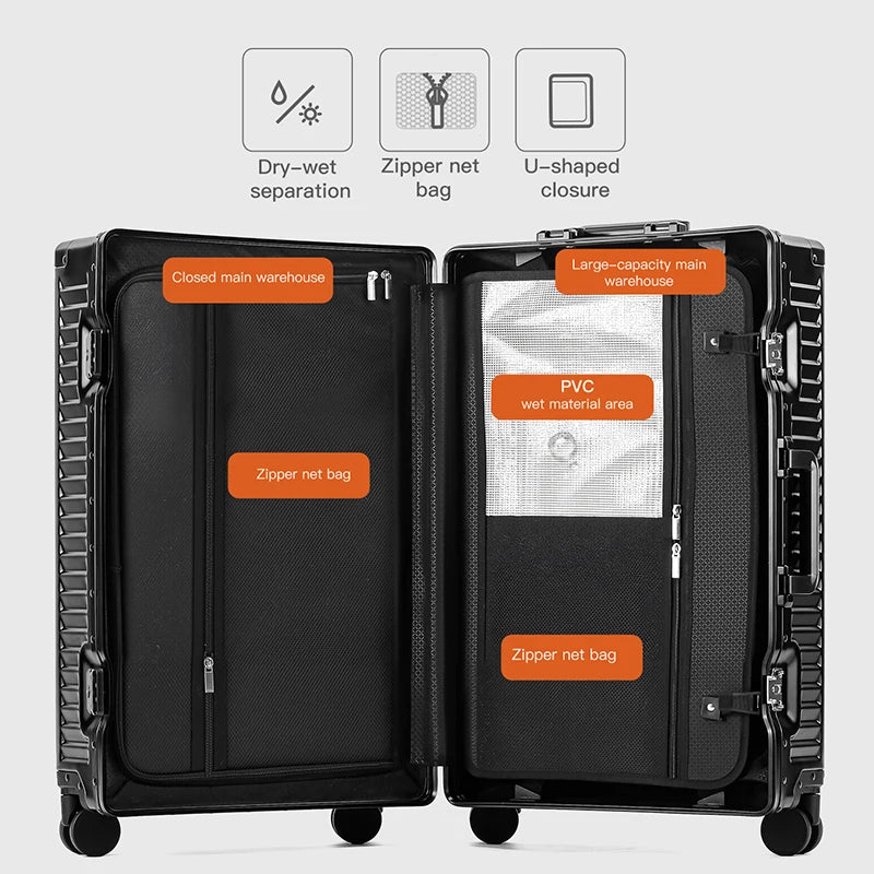 All-Aluminum Alloy Luggage with Front Opening 20"/24"