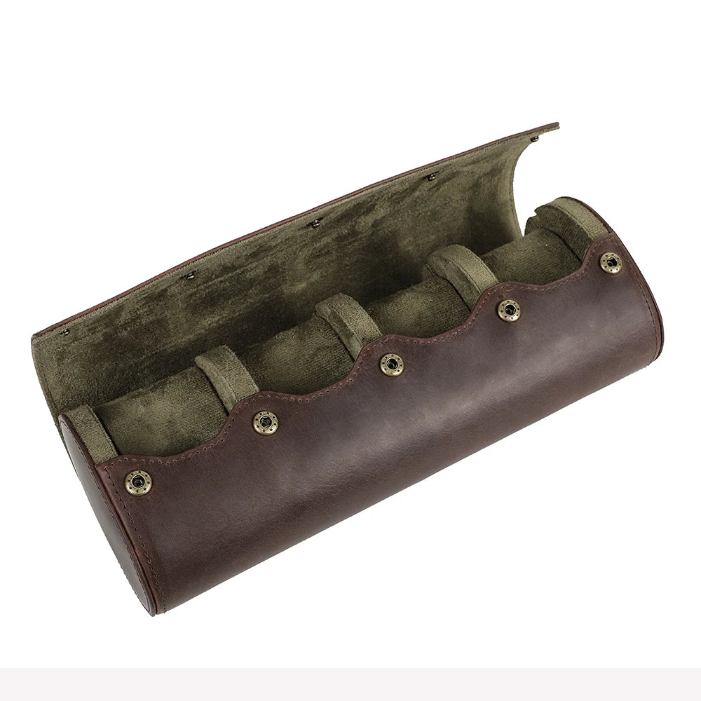The Ovum Roll — Crazy Horse Leather Egg-Shaped Watch Travel Case