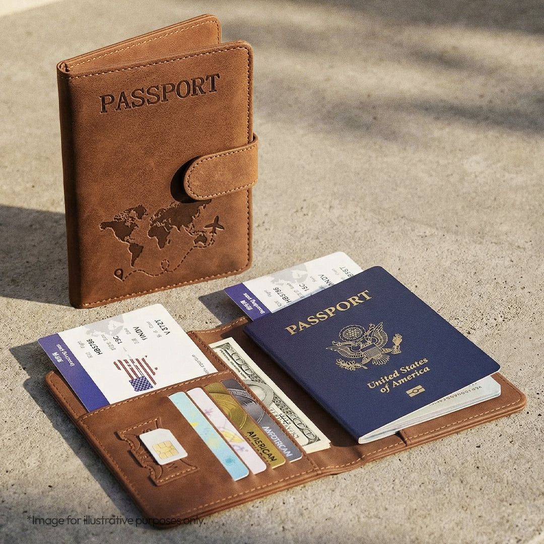 RFID Blocking Travel Passport Wallet Organizer