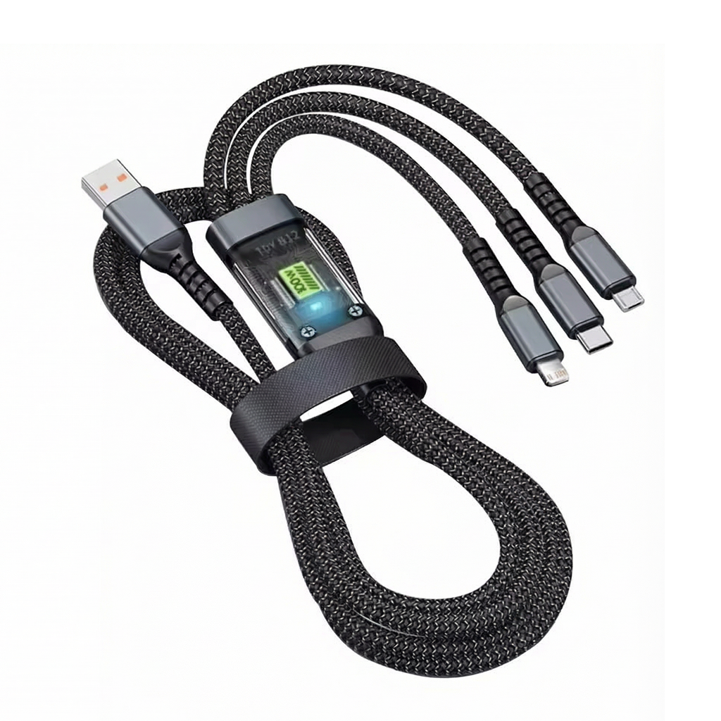 3-in-1 Transparent 100W Fast Charging Braided Cable