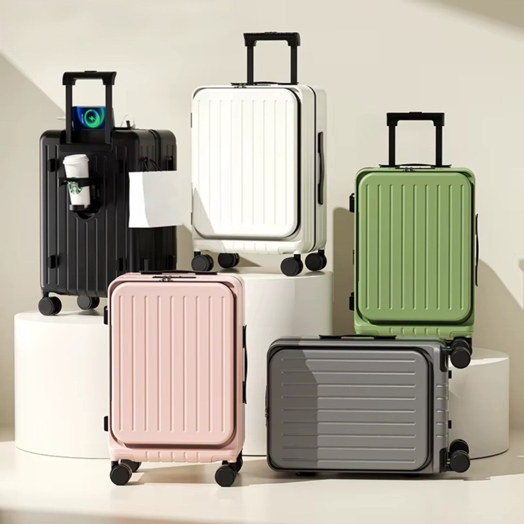 Ultimate Front-Opening Multifunctional Hardside Suitcase with USB Charging 20/24/26"