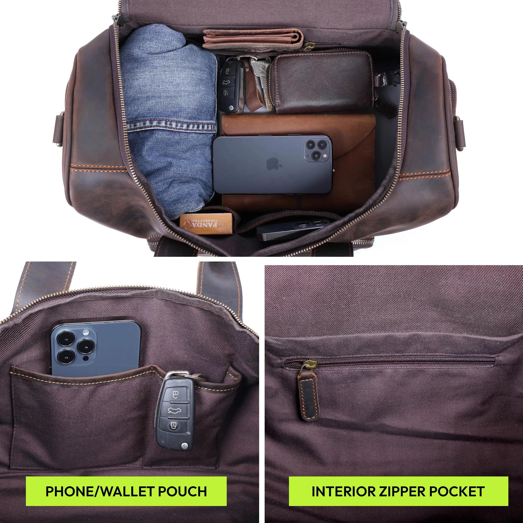 The Brixton - Compact Crazy Horse Leather Travel Bag