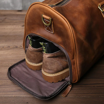 The Outpost - Crazy Horse Leather Duffle with Shoe Compartment