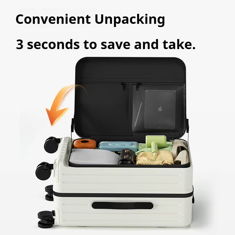 Ultimate Front-Opening Multifunctional Hardside Suitcase with USB Charging 20/24/26"