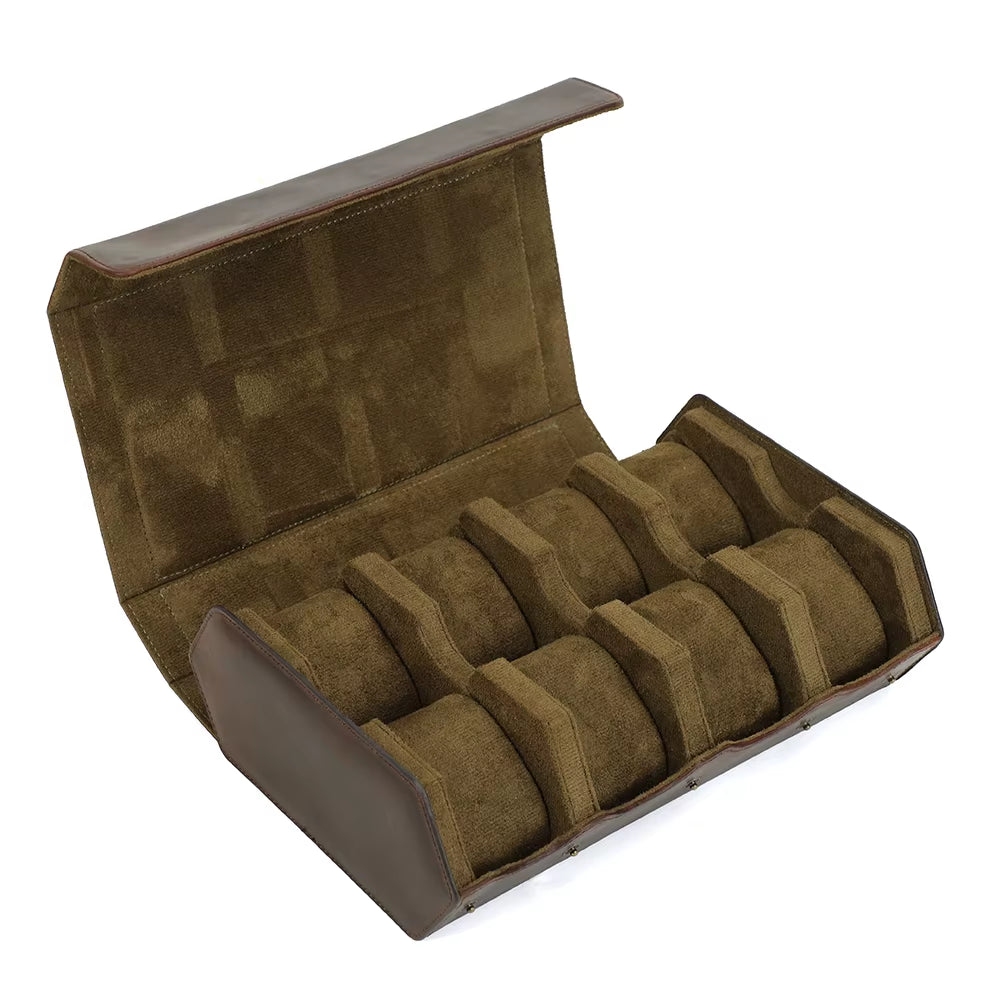 The Barrel Vault — Crazy Horse Leather 4-Watch Travel Case