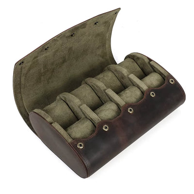 The Ovum Roll — Crazy Horse Leather Egg-Shaped Watch Travel Case