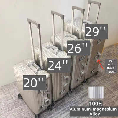Premium Aluminum-Magnesium Alloy Rolling Suitcase 20-29"