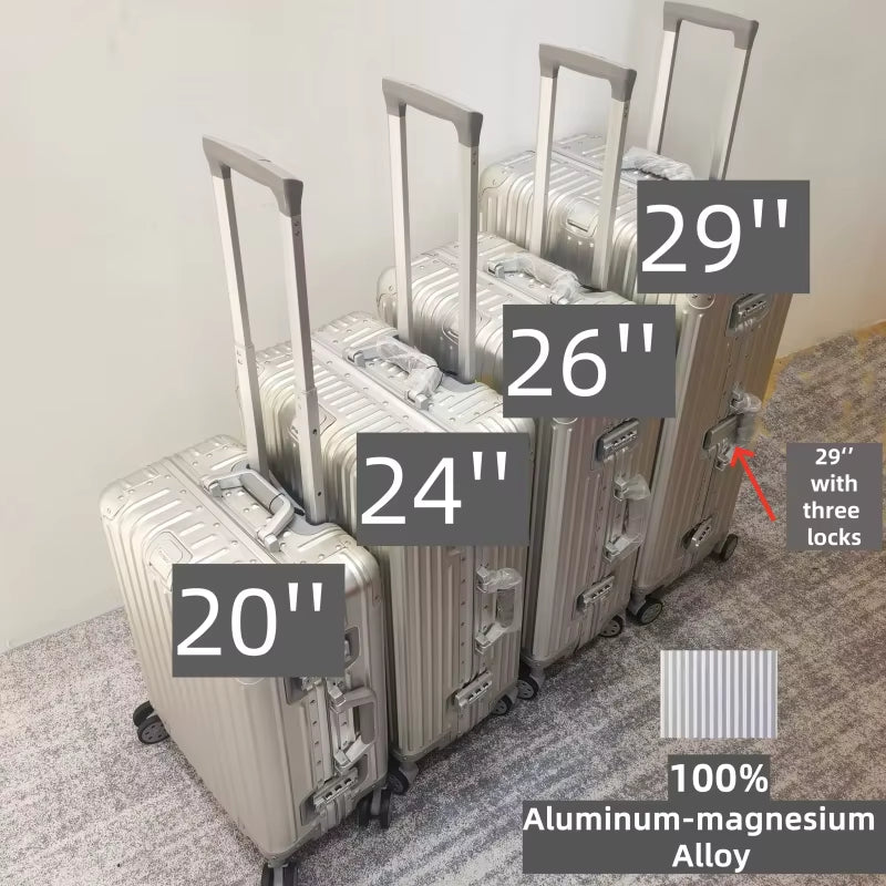 Premium Aluminum-Magnesium Alloy Rolling Suitcase 20-29"