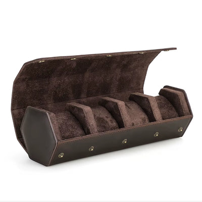 The Barrel Vault — Crazy Horse Leather 4-Watch Travel Case