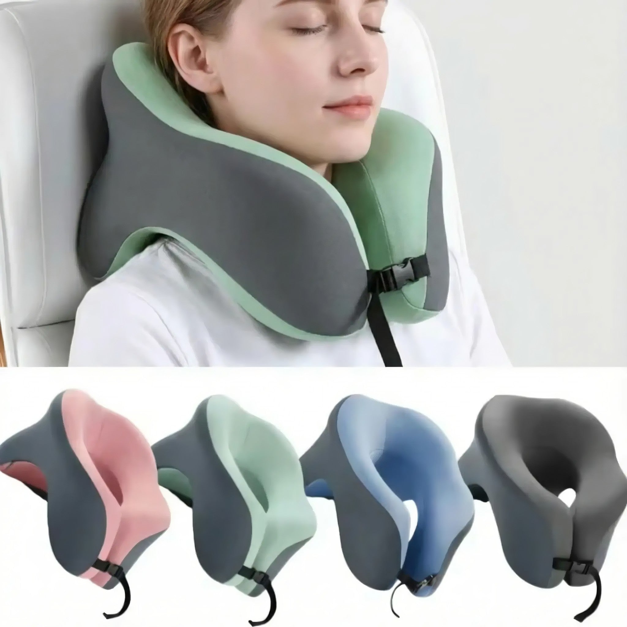 Ergonomic Memory Foam U-Shaped Travel and Nap Pillow