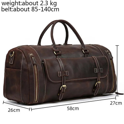 The Frontier - Crazy Horse Leather Duffle with Shoe Compartment