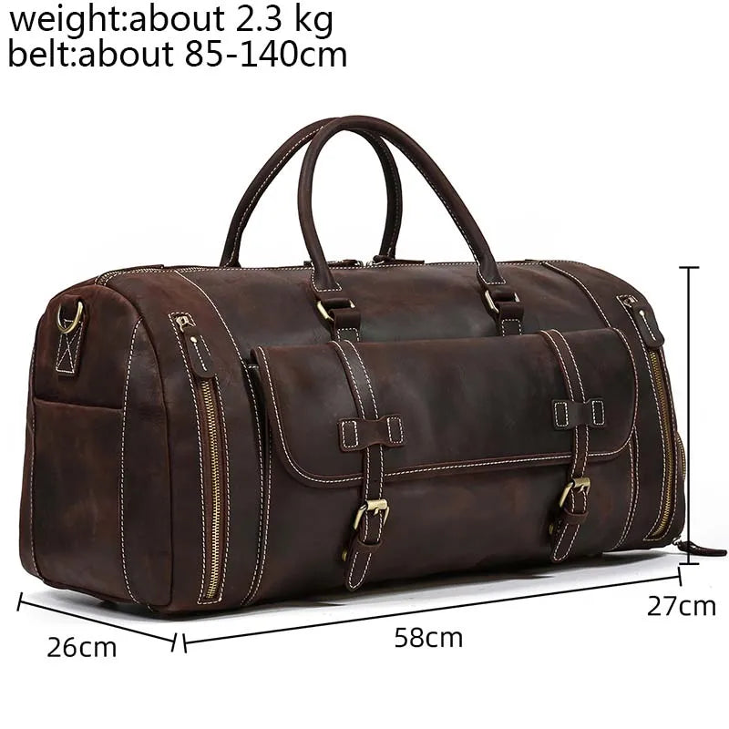 The Frontier - Crazy Horse Leather Duffle with Shoe Compartment