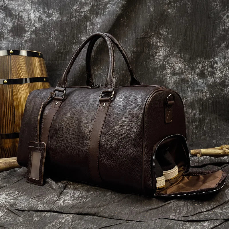 The Garrison - Full-Grain Leather Duffle with Shoe Compartment