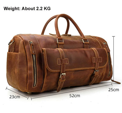 The Frontier - Crazy Horse Leather Duffle with Shoe Compartment