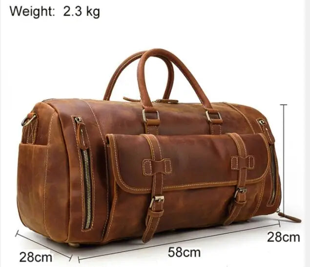 The Frontier - Crazy Horse Leather Duffle with Shoe Compartment