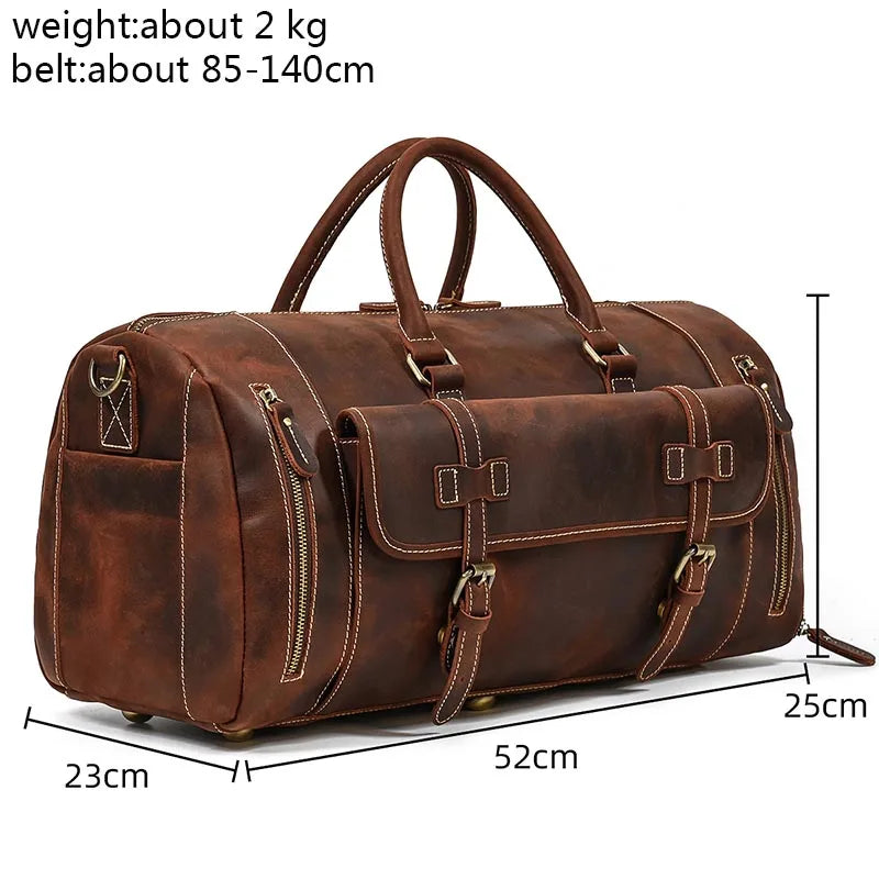 The Frontier - Crazy Horse Leather Duffle with Shoe Compartment