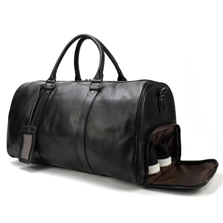 The Garrison - Full-Grain Leather Duffle with Shoe Compartment
