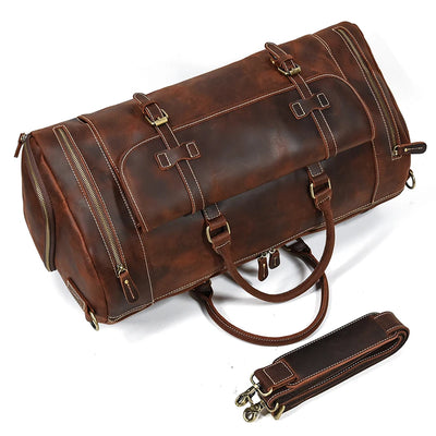 The Frontier - Crazy Horse Leather Duffle with Shoe Compartment