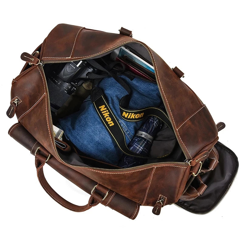 The Frontier - Crazy Horse Leather Duffle with Shoe Compartment