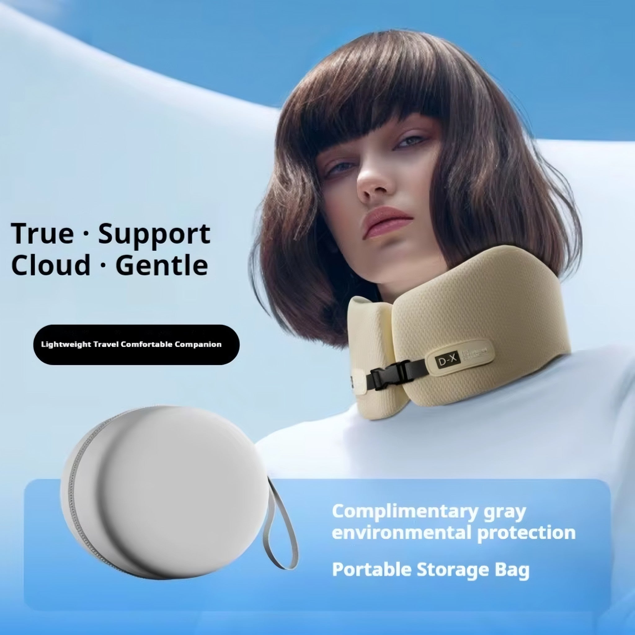 Memory Foam U-Shape Travel Neck Pillow with 5D Support