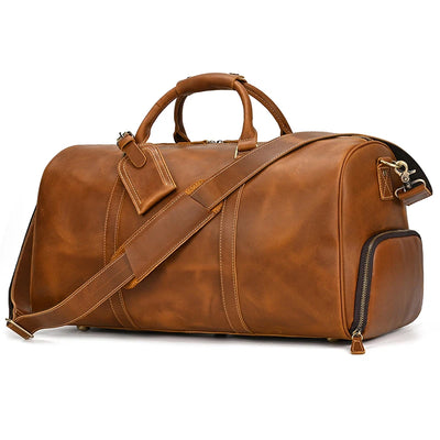 The Garrison - Full-Grain Leather Duffle with Shoe Compartment