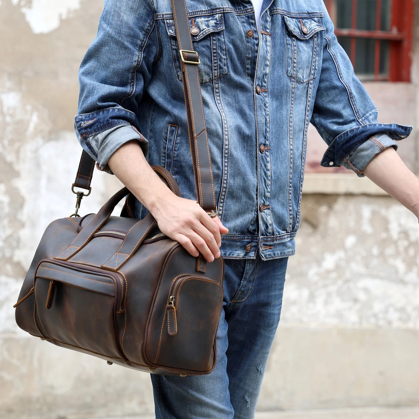 The Brixton - Compact Crazy Horse Leather Travel Bag