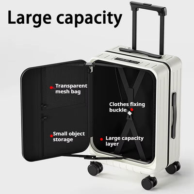 Ultimate Front-Opening Multifunctional Hardside Suitcase with USB Charging 20/24/26"