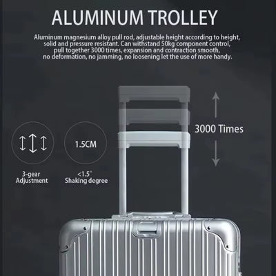 Premium Aluminum-Magnesium Alloy Rolling Suitcase 20-29"