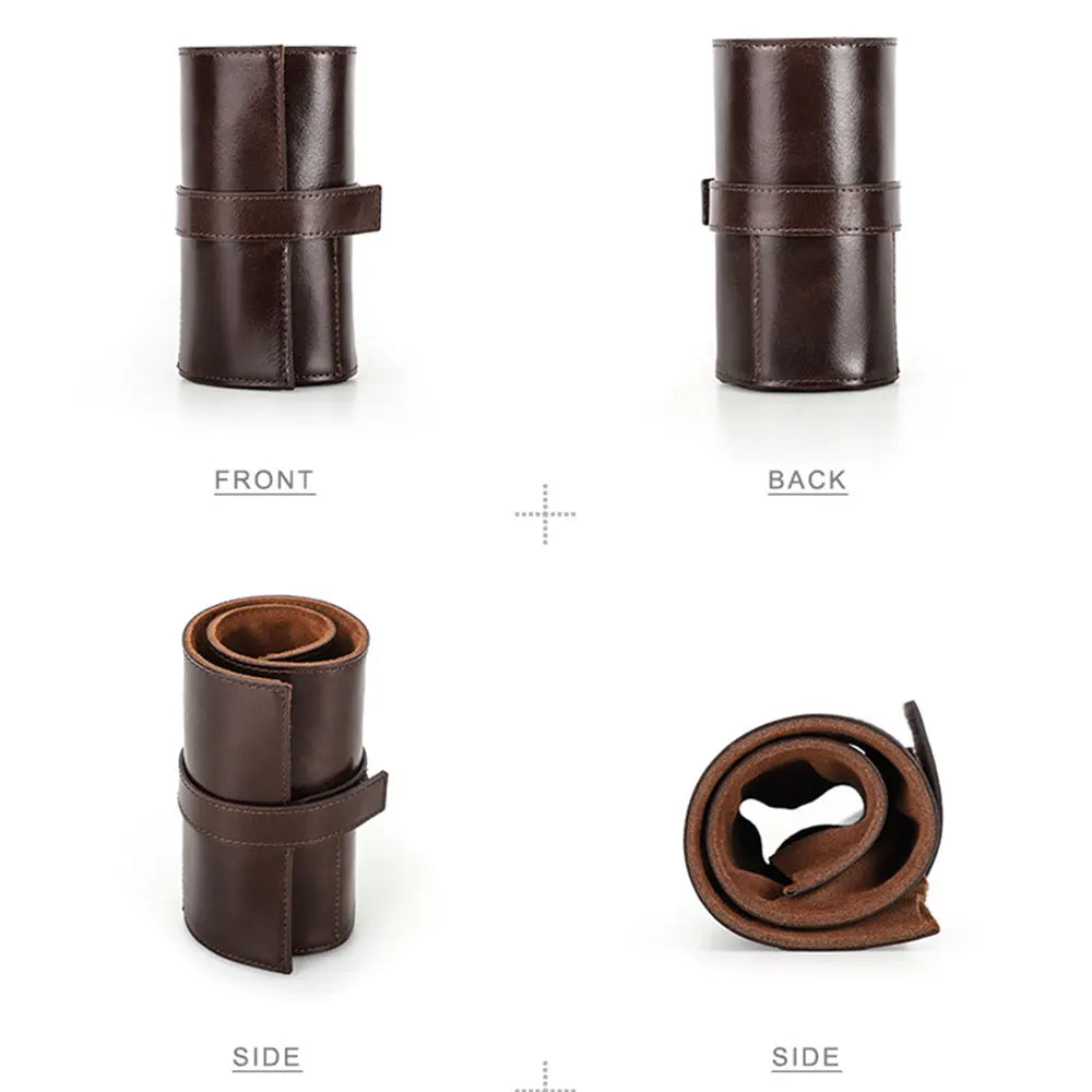 The Traverse Roll — Wax Leather 6-Watch Travel Roll