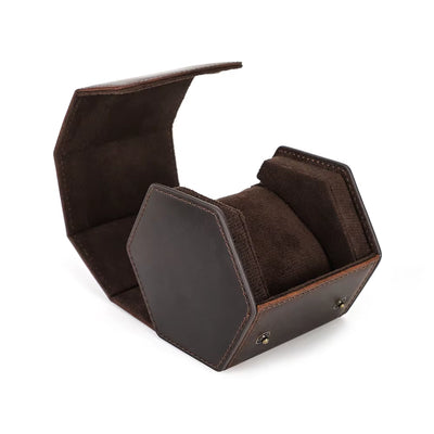 The Barrel Vault — Crazy Horse Leather 4-Watch Travel Case