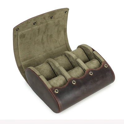 The Ovum Roll — Crazy Horse Leather Egg-Shaped Watch Travel Case