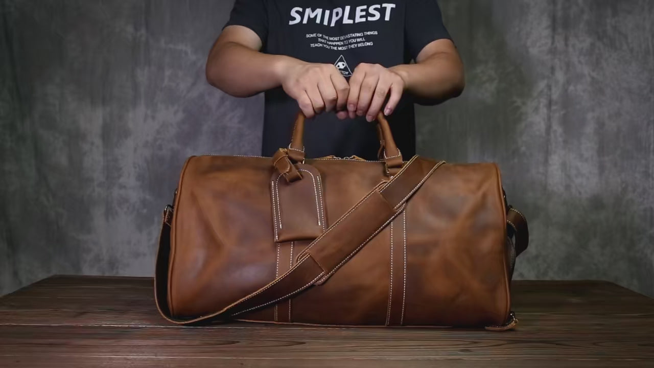 The Outpost - Crazy Horse Leather Duffle with Shoe Compartment